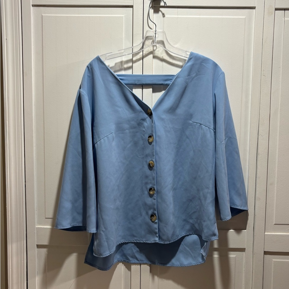 Blue Button-Up Women's Top by Zarina collection‎ size 46